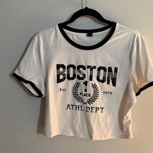 Boston Graphic Ringer Tee - White and Black